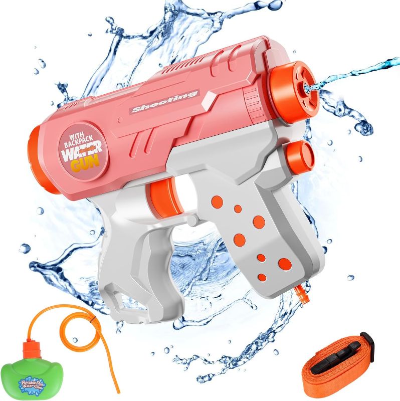 Photo 1 of Electric Water Gun for Kids Toddlers, Automatic Squirt Gun - with 300cc Water Tank, AA Battery Powered, Pink Water Blaster Soaker for Outdoor Party Pool Toys for Girls Boys Age 3 4 5 6 7 9 10 11 8-12