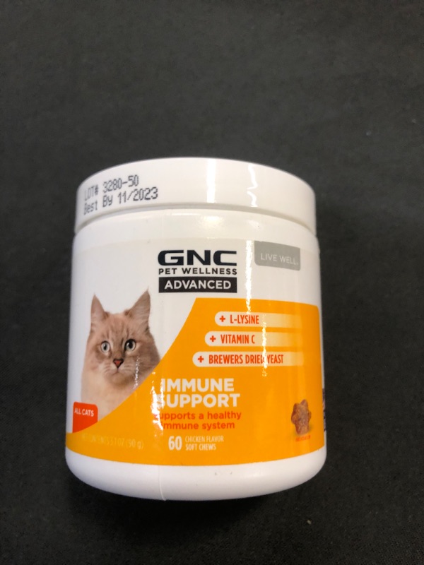 Photo 2 of GNC for Pets Advanced Immune Support Cat Supplements 60 Ct | Lysine Treats for Cats, Immune Support Cat Vitamins and Supplements | L-Lysine,Vitamin C, and Brewers Dried Yeast Cat Supplement  BB 11/2023