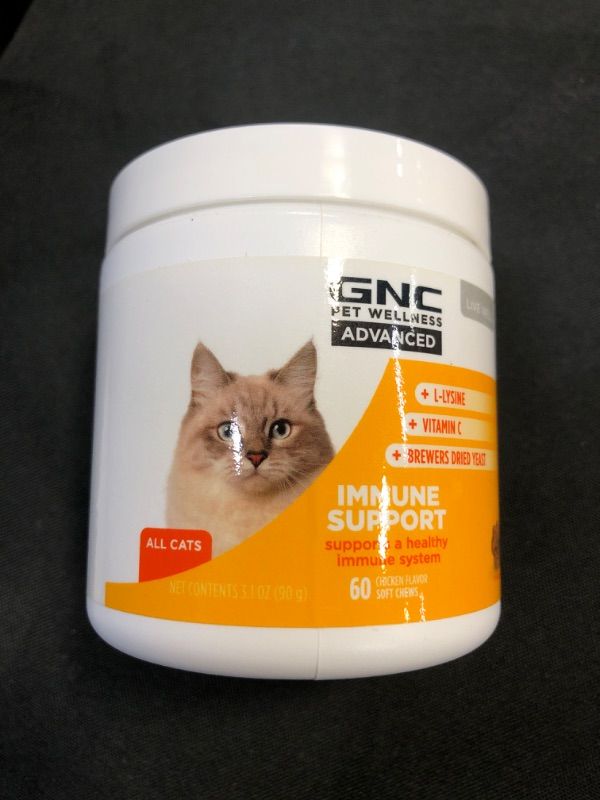 Photo 2 of GNC for Pets Advanced Immune Support Cat Supplements 60 Ct | Lysine Treats for Cats, Immune Support Cat Vitamins and Supplements | L-Lysine,Vitamin C, and Brewers Dried Yeast Cat Supplement  BB 11/2023