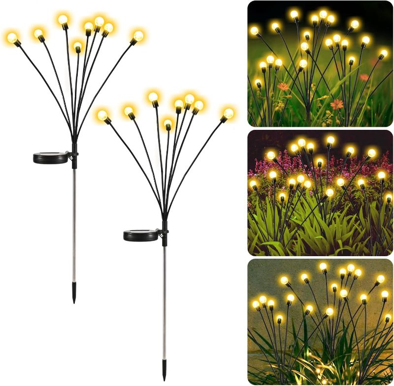 Photo 1 of 2pcs Solar Lights Outdoor 8 LED Garden Decoration Landscape Lights, Solar Powered Waterproof Firefly Starburst Swaying Lights Christmas Decor for Yard Patio Pathway?