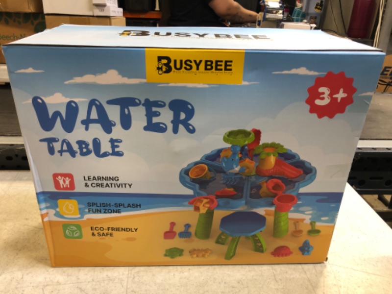 Photo 1 of BusyBee Water Table, 4 in 1 Kids Table Activity Sensory Play Table Beach Sand Water Toy for Outdoor Backyard for Toddlers Age 3-5
