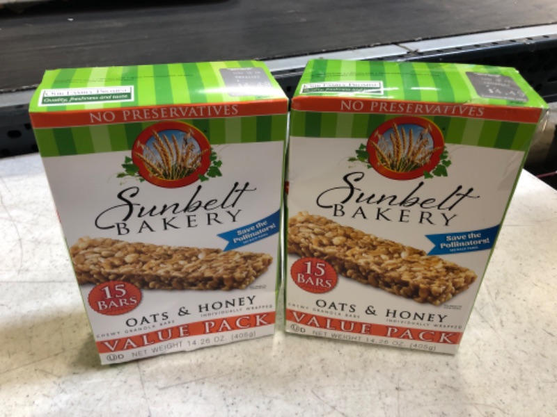 Photo 2 of Sunbelt Bakery Oats & Honey Chewy Granola Bars, Value Pack, 1.0 OZ, 15 Count (2 Box) Exp 11/15/2023