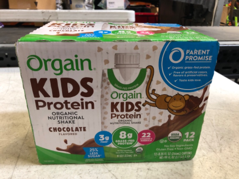 Photo 2 of Orgain Organic Kids Protein Nutritional Shake, Chocolate - 8g of Protein, 22 Vitamins & Minerals, Fruits & Vegetables, Gluten Free, Soy Free, Non-GMO, 8.25 Fl Oz (Pack of 12) Chocolate 8.25 Fl Oz (Pack of 12)