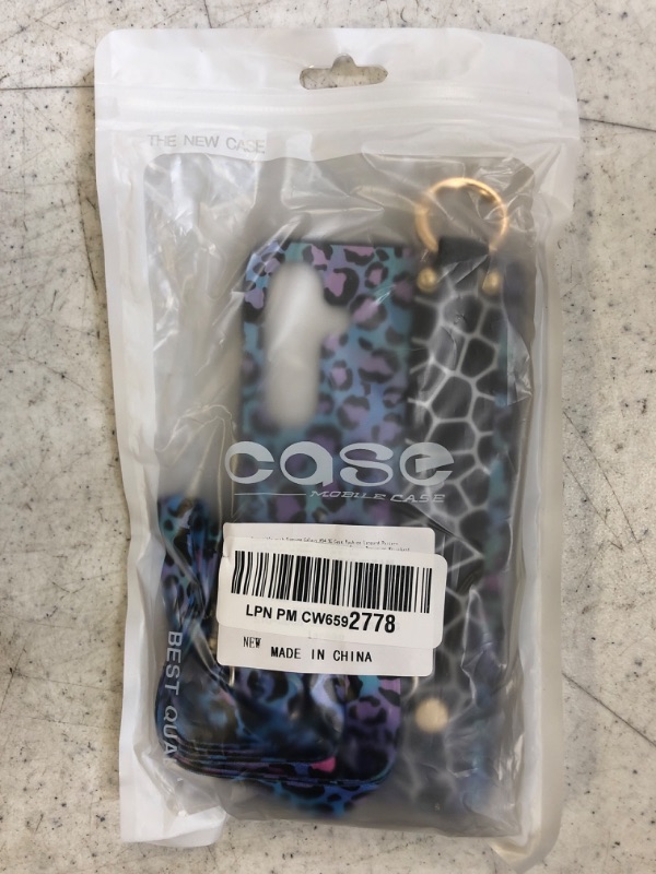 Photo 2 of Compatible with Samsung Galaxy A54 5G Case,Fashion Leopard Pattern Lanyard Hand Wrist Strap with Tempered Glass Screen Protector Wristband Stand Phone Case for Samsung Galaxy A54 5G - Blue Samsung Galaxy A54 5G blue leopard