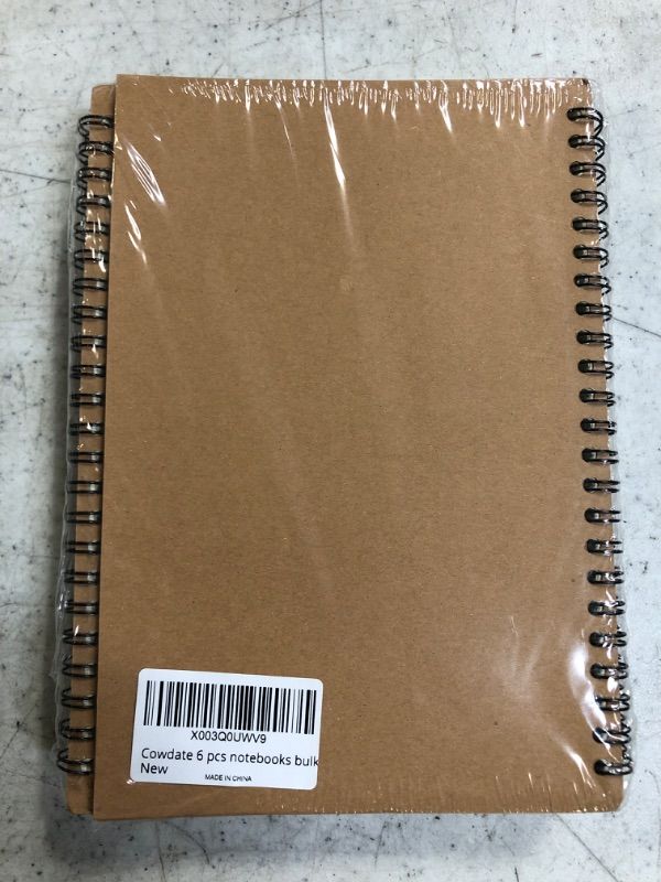 Photo 2 of Cowdate 6 Pcs A5 Spiral Notebooks Journal with Kraft Cover, 5x8 Inches, Ruled Lined Paper, for Work, Sketches, Study, Notes Taking, Gifts, Brown (6 PCS(Lined))