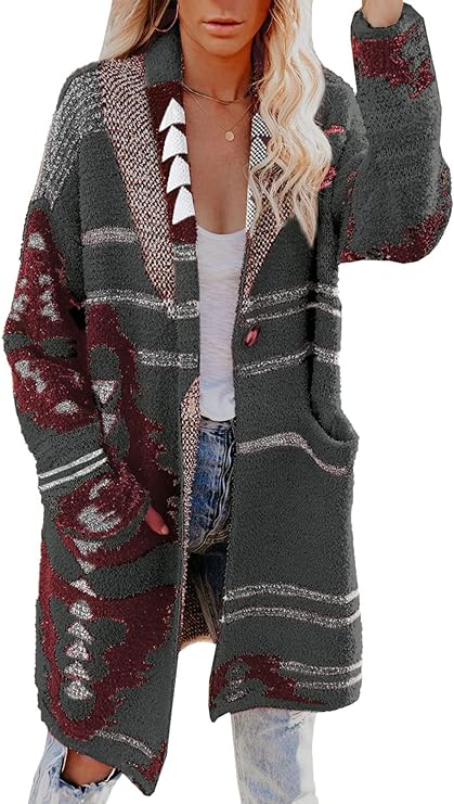 Photo 1 of Astylish Women Long Sleeve Oversized Longline Cardigan Warp Knit Sweater with Pockets -- Size Small