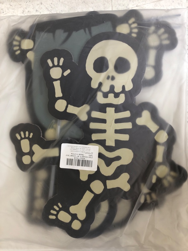 Photo 2 of 4 Pack Halloween Decoration Skeleton Yard Signs Waterproof Gravestone with Stakes Plastic Halloween Outdoor Decoration,Outdoor Yard Lawn Decor
