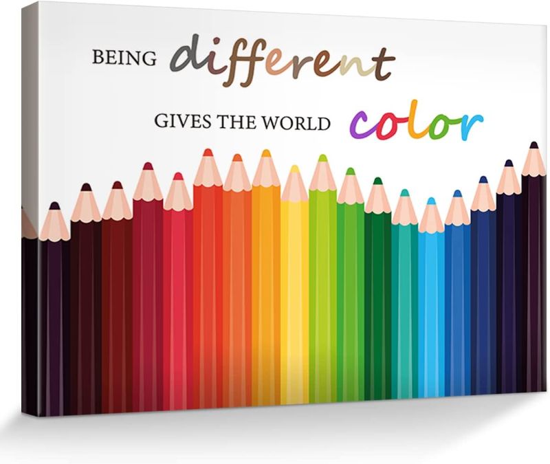 Photo 1 of Being Different Gives the World Color Canvas Wall Art, Diversity Classroom Print Framed Poster 12 x 15 Inch Equality Painting Decoration for Home School Office

