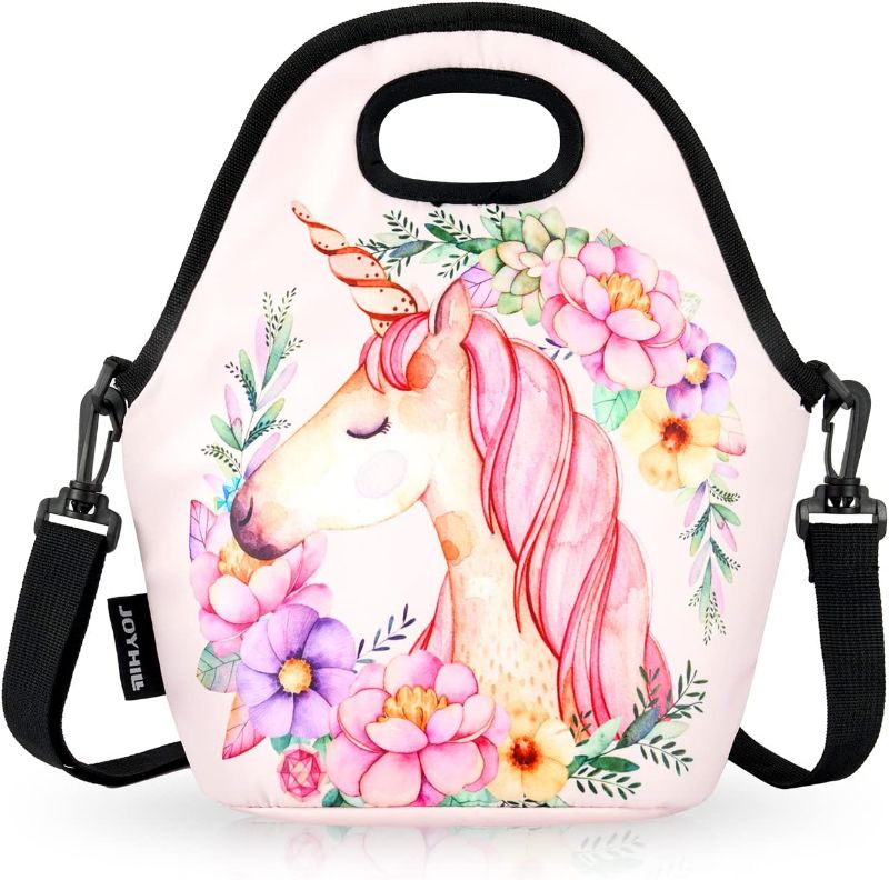 Photo 1 of JOYHILL Kids Lunch Bag, Reusable Insulated Lunch Box, Detachable Shoulder Straps Lunch Tote Bag, Cute Lunchbox for Boys Girls (Small, Unicorn)
