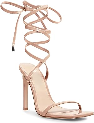 Photo 1 of Ermonn Womens Strappy Lace Up Square Open Toe Stiletto Heeled Sandals High HeeIs Criss-Cross Summer Dress Wedding 5.5
