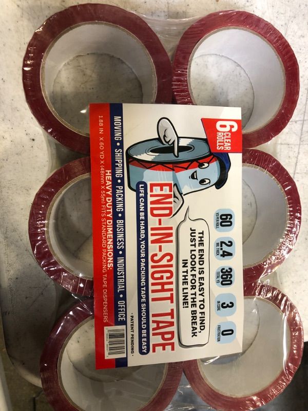 Photo 2 of 6 Heavy Duty Clear Packing Tape Rolls/Refills - Patent Pending End-find Design Makes Packaging, Boxing, Wrapping & Shipping Easier - 1.88 in Wide, 2.3 Mil Thick, 60 Yards Reinforced Mailing Tape