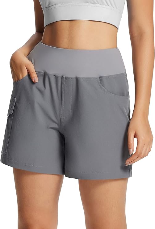 Photo 1 of BALEAF Women's 5" Athletic Shorts High Waisted Quick Dry with Cargo Pockets Hiking Climbing Summer Shorts -- Size Medium