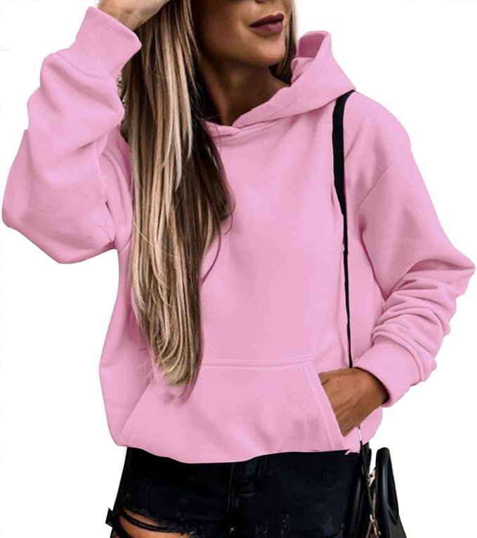 Photo 1 of Asvivid Womens Casual Hoodies Long Sleeve Lightweight Pullover Tops Loose Sweatshirt with Pocket -- Size Small 