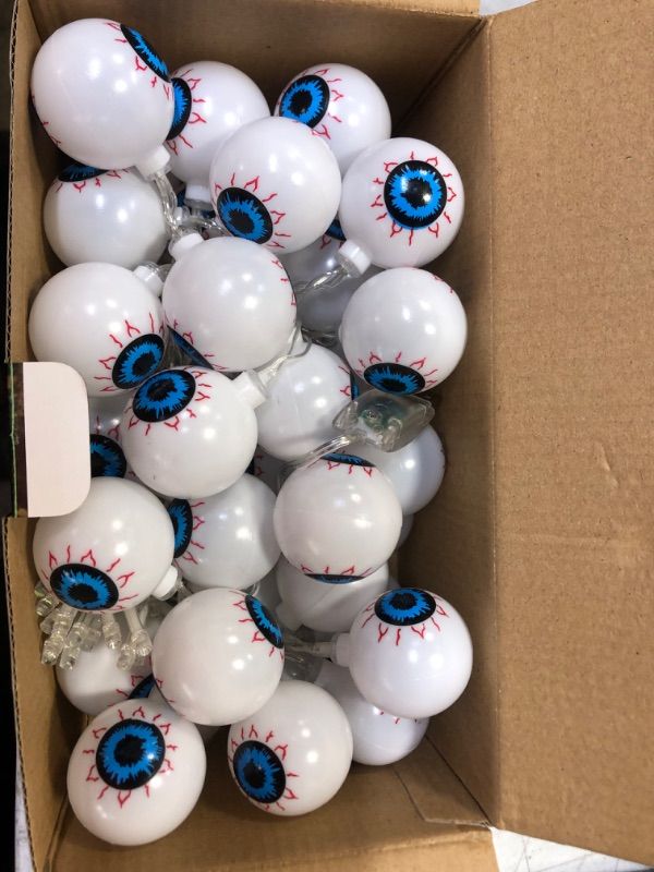 Photo 2 of Halloween Lights, 30 LED Halloween Eyeball Lights with Remote Control & 8 Lighting Modes Halloween String Lights Waterproof Halloween Decorations Indoor for Party Garden Haunted House Decor (Green)