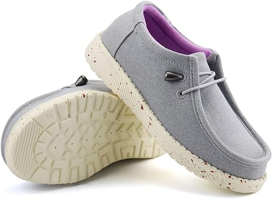 Photo 1 of firelli Kids Loafers Boys Girls Canvas Walking Shoes School Shoes Grey/Purple Size 7