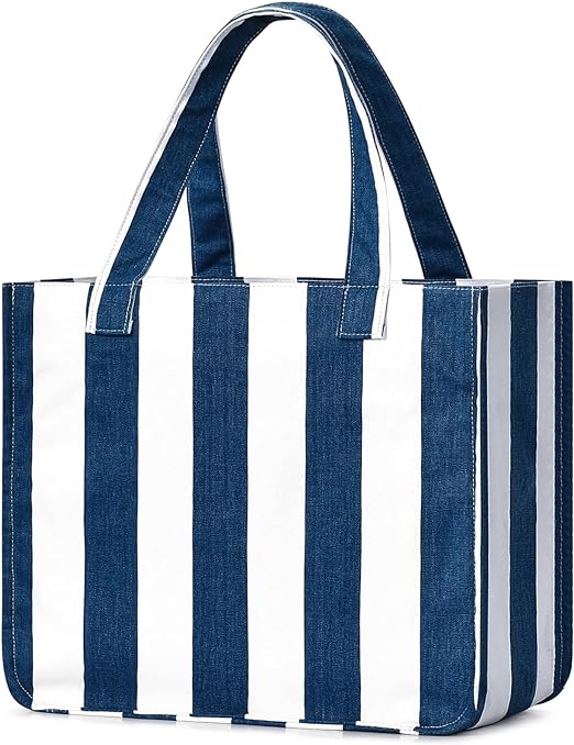 Photo 1 of CALENIC Beach Bag WaterProof Sandproof, Swim Pool Beach Tote Bags for Women Large Beach Bags Striped Tote Bag Travel Handbag