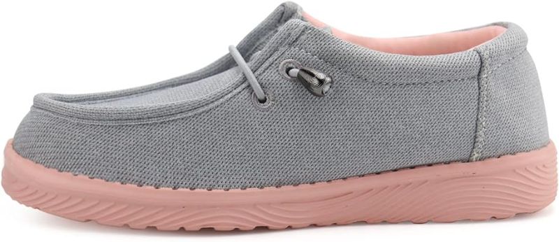 Photo 1 of firelli Kids Loafers Boys Girls Canvas Walking Shoes School Shoes Grey Pink Size 3