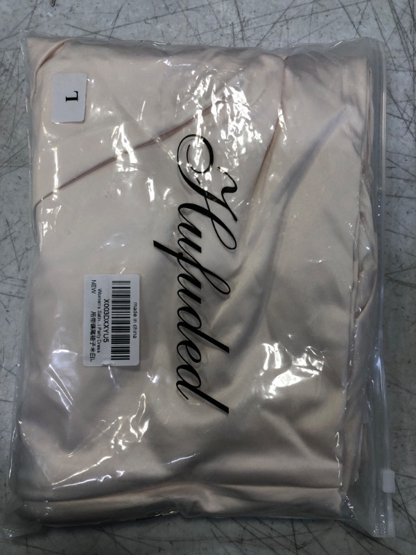 Photo 1 of HUFUDED Womens Satin Dresses Sexy Bodycon Dresses Evening Ruched High Slit Cocktail Dress Backless Adjustable Strap Size L