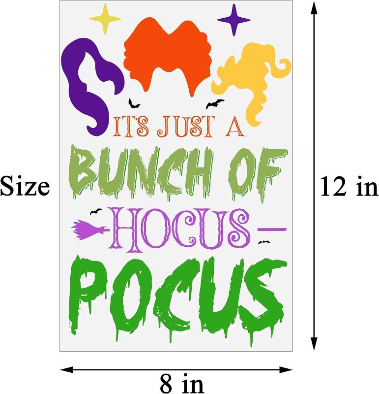 Photo 2 of 4 Pack , Halloween Window Clings Hocus Pocus Window Clings for Home Decoration Witch Bat Spider Hocus Pocus I Smell Children Window Stickers Decals Party Supplies