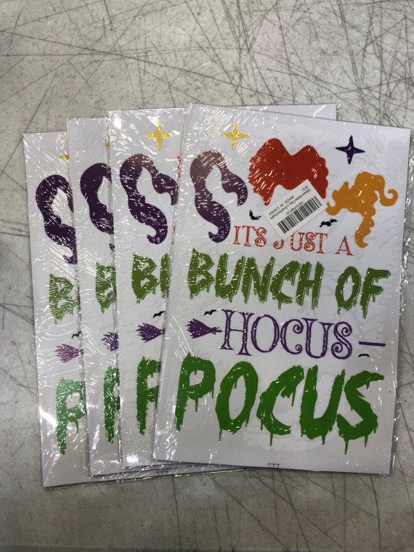 Photo 3 of 4 Pack , Halloween Window Clings Hocus Pocus Window Clings for Home Decoration Witch Bat Spider Hocus Pocus I Smell Children Window Stickers Decals Party Supplies