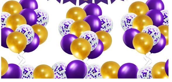 Photo 1 of 4 Party Packs , Purple and Gold Balloons 