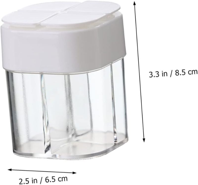 Photo 2 of 2Pcs 4 in 1 Jar Storage Boxes with Lids Clear Container Travel Container Box Condiments Storage Bottle Empty Shakers Salt Bottles Kitchen Seasoning Bottles White Pp

