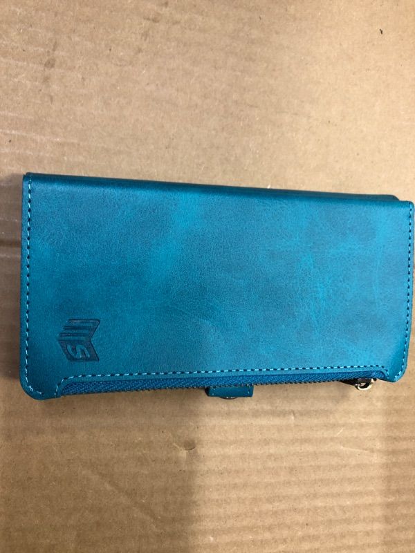 Photo 3 of SUANPOT for iPhone 14 6.1 inch Wallet case ?RFID Blocking??9 Card Slot??Pocket?,Credit Card Holder Flip Folio Book Zipper PU Leather Protective Cover Women Men for Apple 14 Phone case Blue Green
