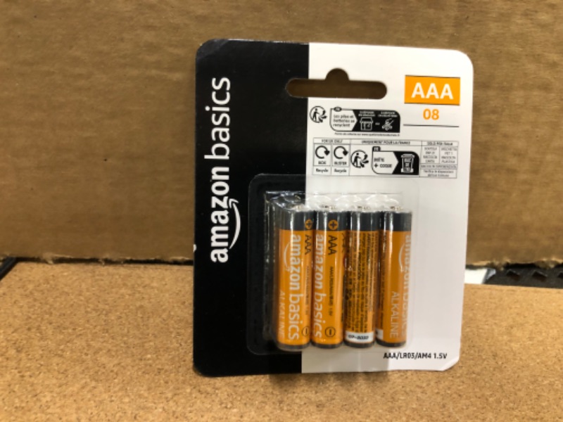 Photo 2 of Amazon Basics 8 Pack AAA High-Performance Alkaline Batteries, 10-Year Shelf Life, Easy to Open Value Pack,8 Count (Pack of 1)