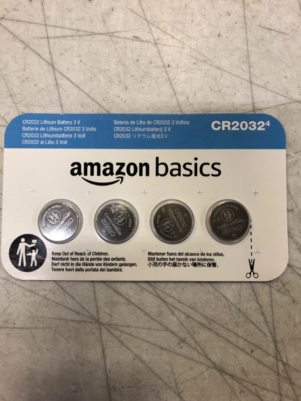 Photo 2 of Amazon Basics 4-Pack CR2032 Lithium Coin Cell Battery, 3 Volt, Long Lasting Power, Mercury-Free 4 Count (Pack of 1) CR2032