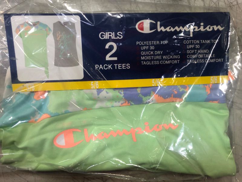 Photo 3 of Champion Girls 2 Pack Active Top Green Gray Size 5/6