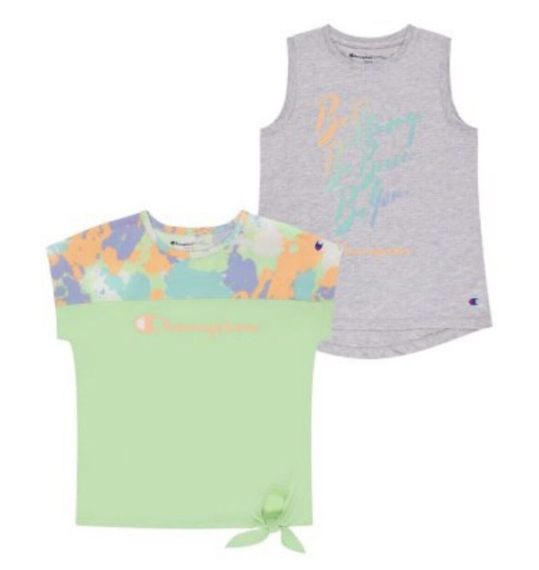 Photo 1 of Champion Girls 2 Pack Active Top Green Gray Size 5/6