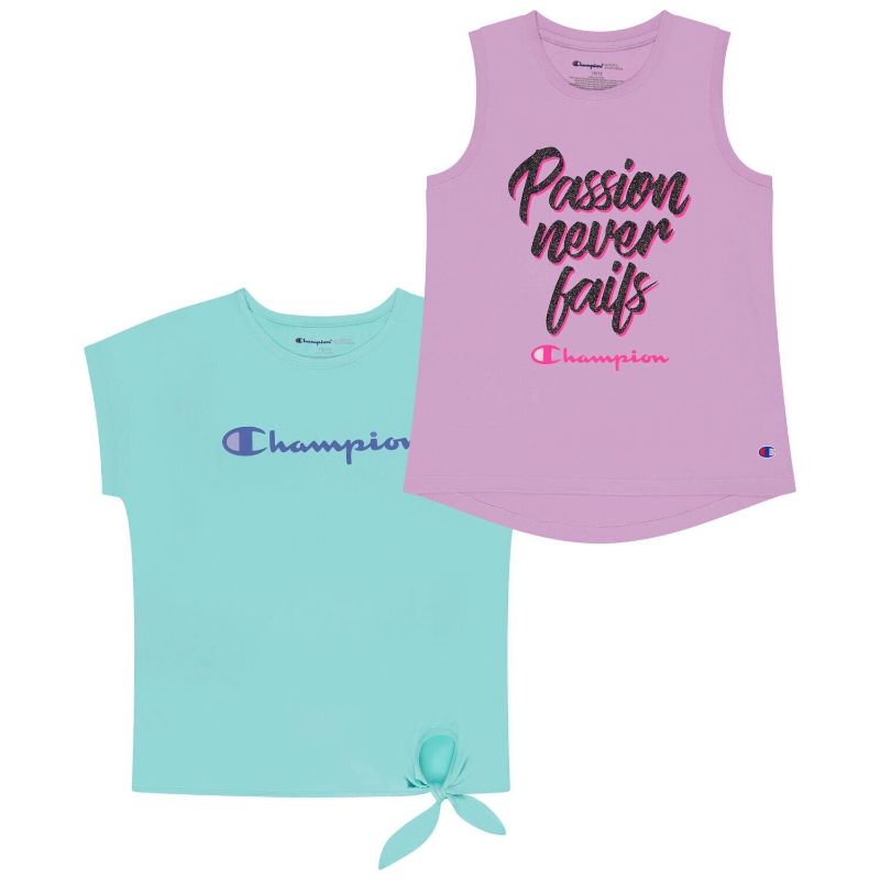 Photo 1 of Champion Girls 2 Pack Active Top Size 7/8 Teal & Purple