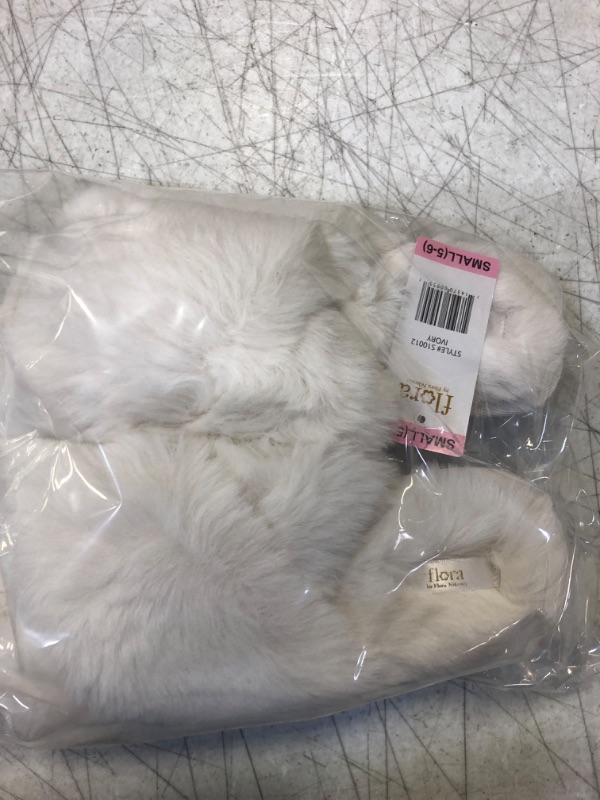 Photo 2 of Flora Super Soft Furry Ladies Faux Fur Crossband Slipper Ivory S (5/6)