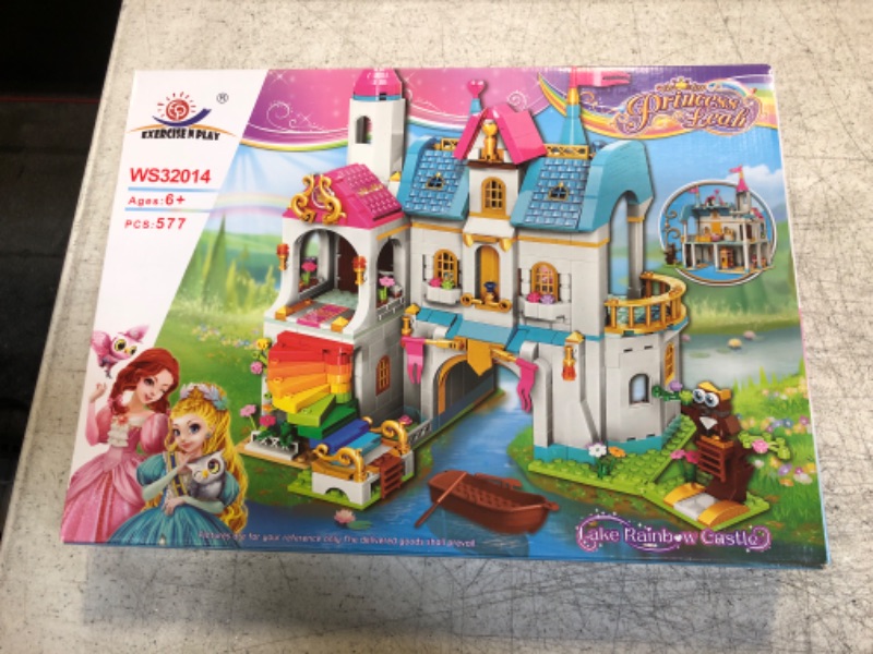 Photo 2 of Building Toy Deluxe Brick for Ages 6-12 Girls Boys,Princess Leah Lake Rainbow Castle Building Kit Castle Toy House Toys,Creative Building Toys,Recreat ???? Colored Castle