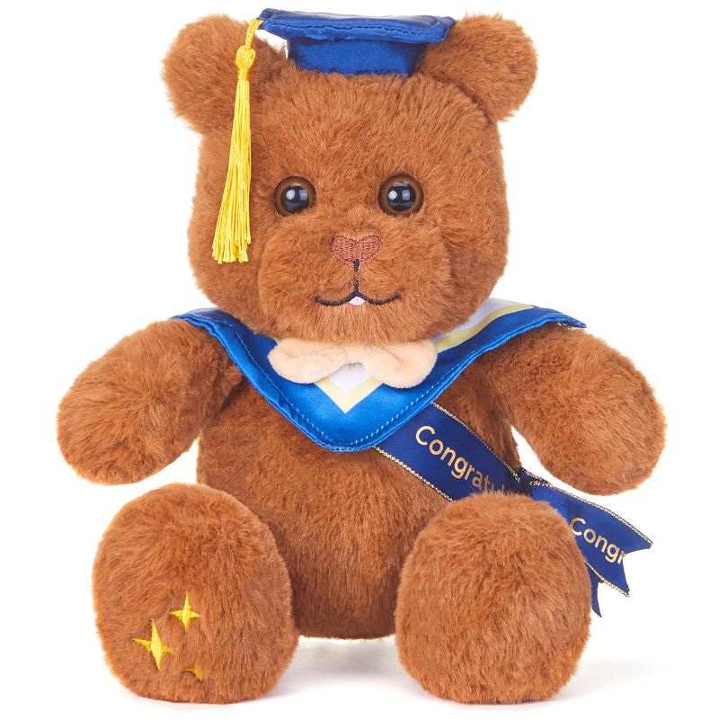 Photo 1 of IKASA Graduation Bear Stuffed Animal Plush Toy with Graduation Cap, 11" Bear Soft Toy Present Gift Preschool Kindergarten High School College Grad Party for Her Girl Boy Girlfriend (Bow Bear)