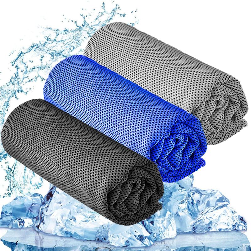 Photo 1 of YQXCC 3 Pcs Cooling Towel (47"x12") Cool Cold Towel for Neck, Microfiber Ice Towel, Soft Breathable Chilly Towel for Yoga, Golf, Gym, Camping, Running, Workout & More Activities
