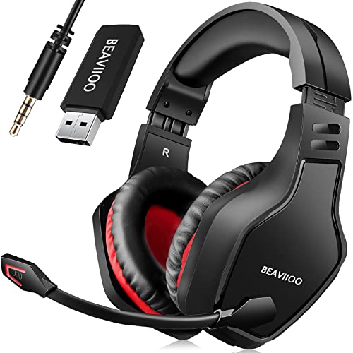 Photo 1 of BEAVIIOO 2.4G Wireless Gaming Headset with Microphone for PS4/PC/PS5/-50 Hours