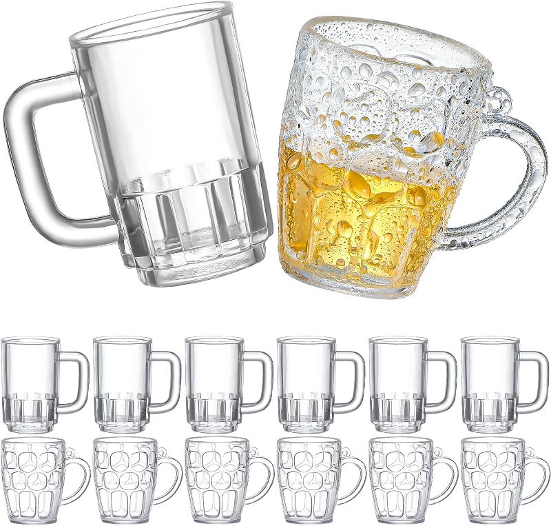 Photo 1 of 24 Pieces Mini Beer Mugs Mini Shot Glasses Mini Clear Beer Mugs Mini Plastic Beer Mugs Shot 0.2 Ounce (6 Ml) Beer Mugs for Beer Fest, Sports Party, Wedding, BBQ and Picnics, Oktoberfest (Clear)
