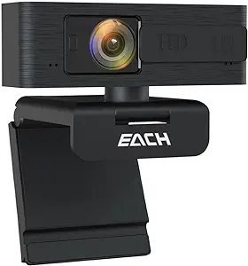 Photo 1 of EACH AutoFocus Full HD Webcam 1080P with Privacy Shutter - Pro Web Camera with Dual Digital Microphone - USB Computer Camera for PC Laptop Desktop Mac Video Calling, Conferencing Skype YouTube
