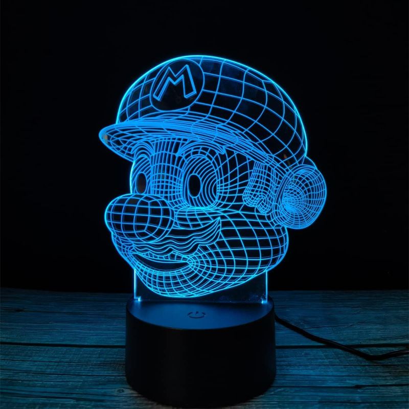 Photo 1 of 3D Optical Illusion Night Light,Acrylic, Visual Creative LED Desk Lamp Touch Control 7 Color Change USB Powered for Home Decorations or Holiday Gifts