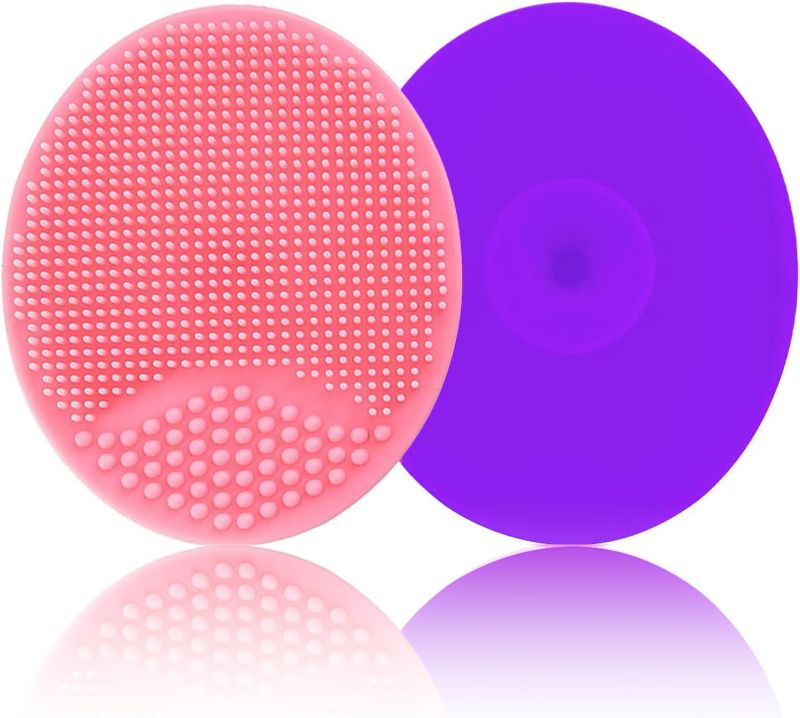 Photo 1 of Baby Cradle Cap Brush, Toddler Bath Brush, Toddler Newborn Silicone Scrubbers Exfoliator Brush | The SkinSoother Baby Essential for Dry Skin, Cradle Cap and Eczema (Large - Pink & Purple) (PACK OF 3)