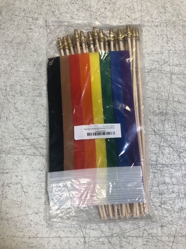 Photo 2 of ZxxVZG 25 Pack Philadelphia Rainbow Pride Flag Small Mini Flag Wood Hand Held Stick Flag,Pride Flag Bunting For Gay and Girl Flags.