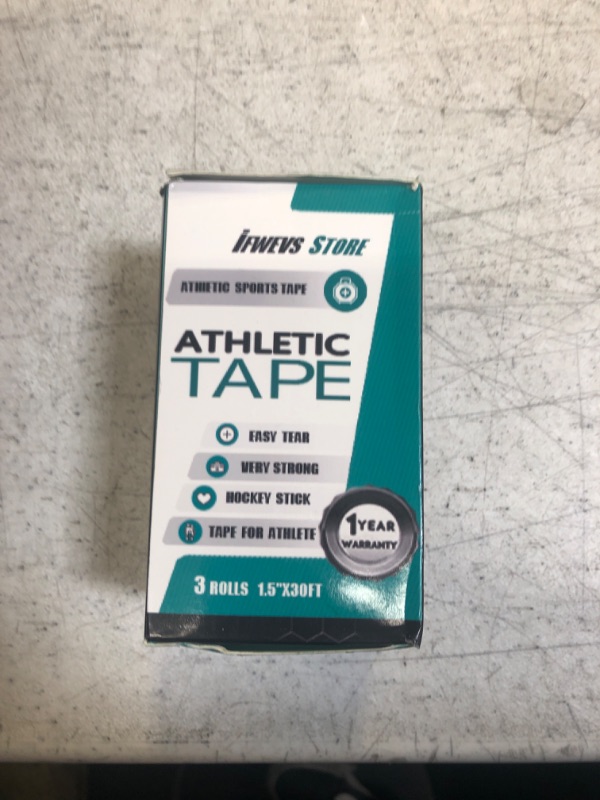 Photo 2 of (3 Pack) White Athletic Sports Tape, Very Strong Easy Tear No Sticky Residue Tape for Athlete & Sport Trainers & First Aid Injury Wrap,Suitable for Bats,Tennis,Gymnastics & Boxing?1.5in X 35ft?