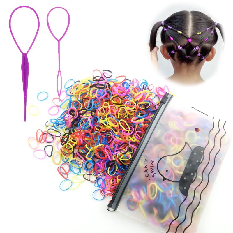 Photo 1 of 2000Pcs Elastic Rubber Hair Bands for Girls and Women men hairstyle,hair Ties Premium Hair Styling Tool Set - 2pcs Color Hair Tail Tools (Colorful) (PACK OF 2)