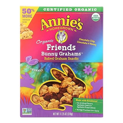 Photo 1 of Annie's Organic Friends Bunny Grahams Snacks, 11.25 oz & Organic Chocolate Chip Cookie Bites,  sept 20-2023