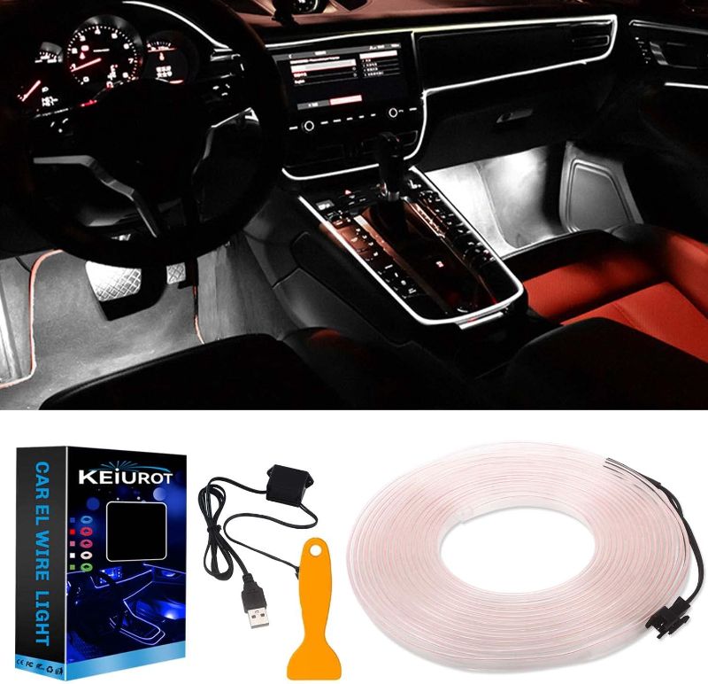 Photo 1 of 
El Wire Lights for Car,WHITE  El Wire Car Interior Neon Lights 16FT/5M Car Led Strip Light Interior USB 5V for Car Garden Party Decoration