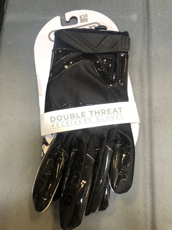 Photo 2 of Battle Sports Double Threat Wide Receiver Football Gloves - Adult and Youth Football Gloves - Ultra Stick Gloves, Adult Black/Black Adult X-Large