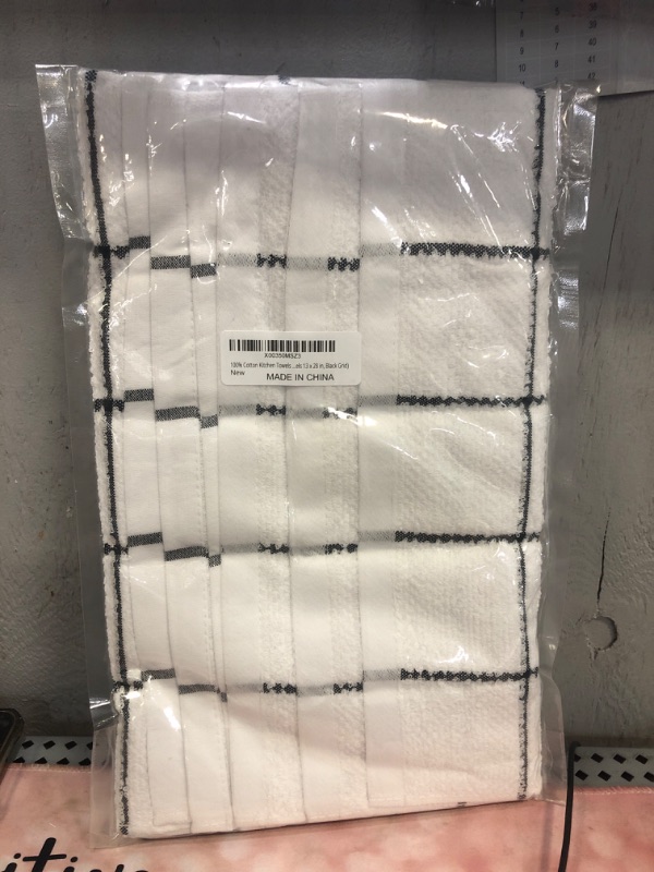 Photo 2 of 100% Cotton Kitchen Towels...els 13 x 28 in, Black Grid) 