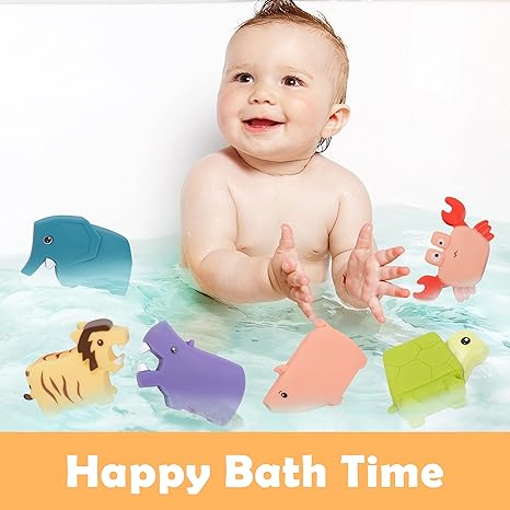 Photo 1 of XDUOYJOY Animal Baby Bath Toys Water Gun Squirt Set for Infants Toddlers Bathtub Beach Pool, Stacking Toy for Kids, 6 Pack