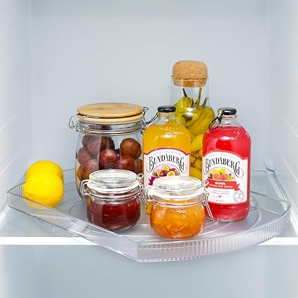 Photo 1 of  Lazy Susan Organizer for Refrigerator, Slide and 360° Rotate Rectangle Turntable Organizer and Storage for Fridge, Cabinet, Pantry, Kitchen Countertop, 16.53'', Clear